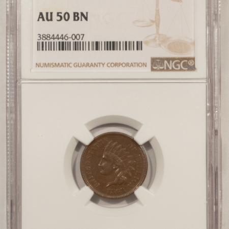 Indian 1868 INDIAN CENT – NGC AU-50 BN