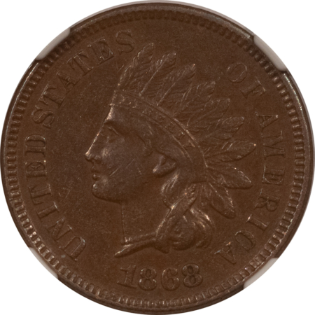 Indian 1868 INDIAN CENT – NGC AU-50 BN