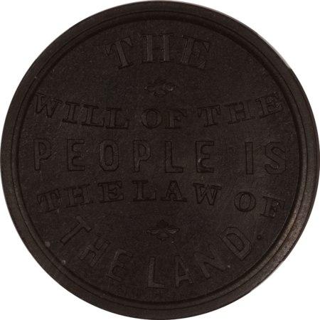 Exonumia 1868 GENERAL U.S. GRANT CAMPAIGN TOKEN, 31.5mm, DEWITT USG-1868-18, NGC MS-67