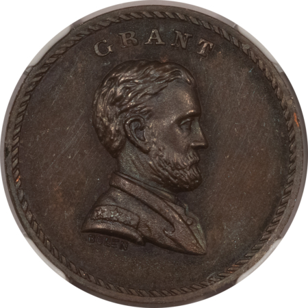 Exonumia 1868 GRANT-OUR NEXT PRESIDENT CAMPAIGN TOKEN, DEWITT USG-1868-33, NGC MS-64 BN