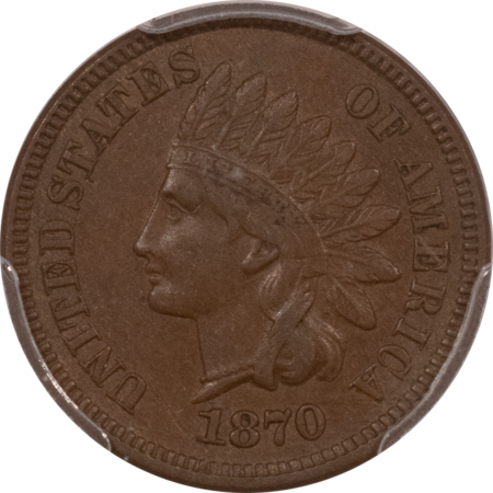 Indian 1870 INDIAN CENT – PCGS AU-55, SMOOTH & PREMIUM QUALITY!