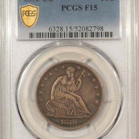 Half Dollars 1870-CC SEATED LIBERTY HALF DOLLAR PCGS F-15, RARE DATE! VF DETAIL! CARSON CITY!