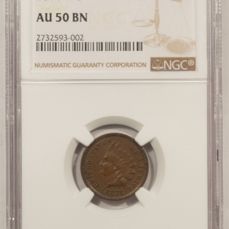 Indian 1871 INDIAN CENT – NGC AU-50 BN