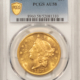 $20 1856-S TYPE 1 NO MOTTO $20 LIBERTY GOLD DOUBLE EAGLE – NGC AU-53, FLASHY, PQ!