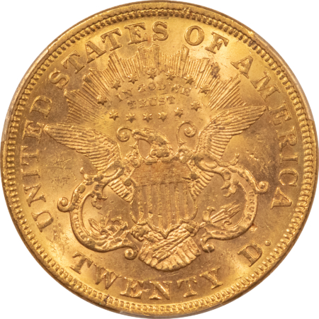 $20 1871 $20 LIBERTY GOLD DOUBLE EAGLE – PCGS AU-58, RARE DATE! PQ, VIRTUALLY UNC!