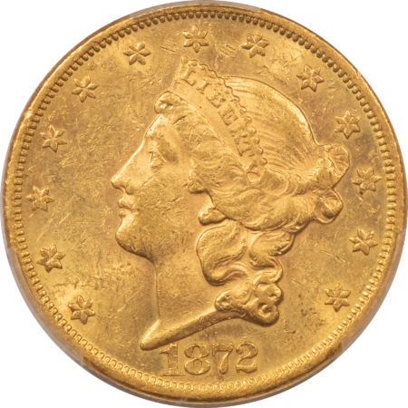 $20 1872 $20 LIBERTY GOLD DOUBLE EAGLE – PCGS AU-58, BETTER DATE!