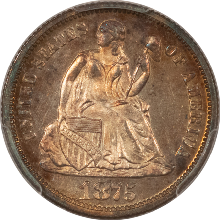Dimes 1875 PROOF SEATED LIBERTY DIME – PCGS PR-64, REALLY PRETTY!