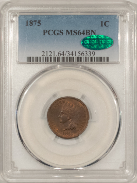 CAC Approved Coins 1875 INDIAN CENT – PCGS MS-64 BN, FRESH & PREMIUM QUALITY! CAC APPROVED!