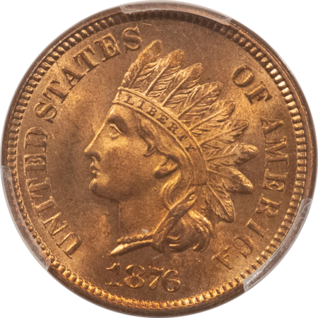 Indian 1876 INDIAN CENT – PCGS MS-65+ RD, SUPERB RED GEM! POPULATION 4!