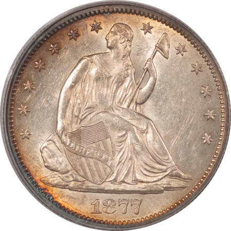 Half Dollars 1877-S SEATED LIBERTY HALF DOLLAR – PCGS MS-62, FRESH & FLASHY!