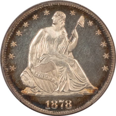 Half Dollars 1878 PROOF SEATED LIBERTY HALF DOLLAR PCGS PR-64 CAM, DRAMATIC CAMEO, BEAUTY!