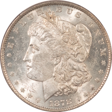 Dollars 1878 7TF $1 MORGAN DOLLAR, REV OF 1879 – PCGS AU-58, LOOKS UNC!
