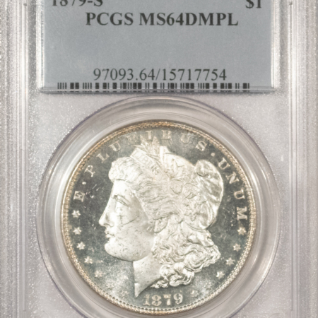 Dollars 1879-S $1 MORGAN DOLLAR – PCGS MS-64 DMPL DEEP MIRROR PROOFLIKE, GREAT CONTRAST!