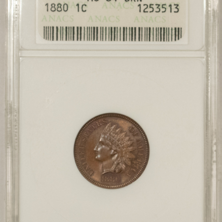 Indian 1880 INDIAN CENT – ANACS MS-64 BN, PREMIUM QUALITY!