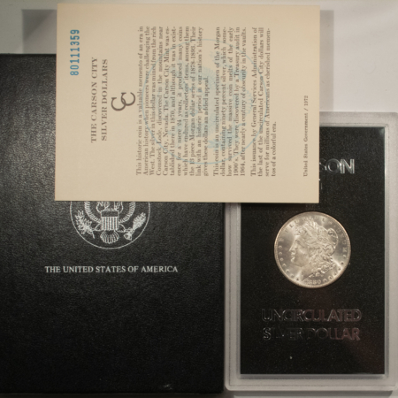 Dollars 1880-CC $1 MORGAN DOLLAR – GSA W/ BOX & ORIGINAL CARD, CHOICE+ BU, CARSON CITY!