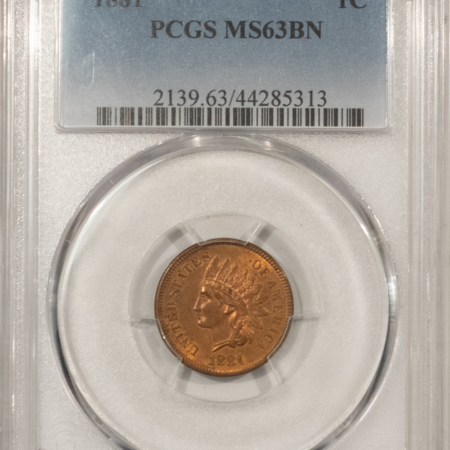 Indian 1881 INDIAN CENT – PCGS MS-63 BN, LOOKS GEM!