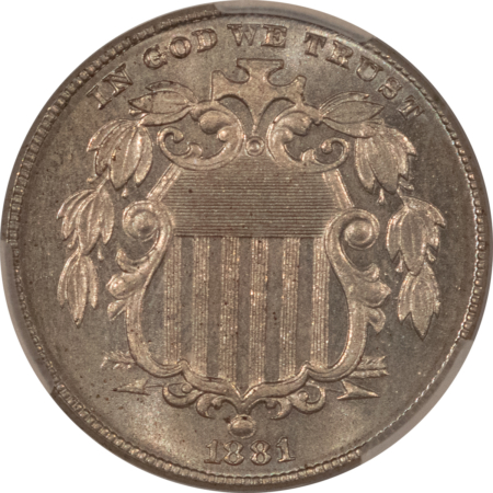 CAC Approved Coins 1881 PROOF SHIELD NICKEL – CACG PR-64, PREMIUM QUALITY, LOOKS GEM! CAC APPROVED!
