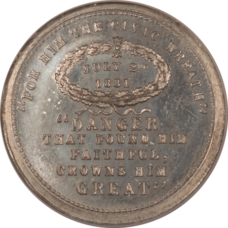 Exonumia 1881 JAMESGARFIELD POLITICAL TOKEN, DEWITT JG-1880-7B, WHITE METAL-NGC MS-64 DPL