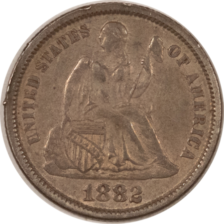 Dimes 1882 SEATED DIME LOVE TOKEN “A” – HIGH GRADE & INTRICATE DESIGN!