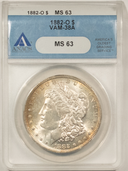 Dollars 1882-O $1 MORGAN DOLLAR VAM-38A – ANACS MS-63, PRETTY!