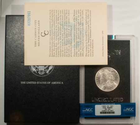 Dollars 1883-CC $1 MORGAN DOLLAR GSA – NGC MS-64 WITH BOX AND CARD! CARSON CITY!