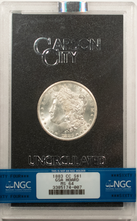 Dollars 1883-CC $1 MORGAN DOLLAR GSA – NGC MS-64 WITH BOX AND CARD! CARSON CITY!