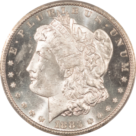 Dollars 1883-CC $1 MORGAN DOLLAR – PCGS MS-63 PL, FROSTED! SUPER FLASHY, CARSON CITY!