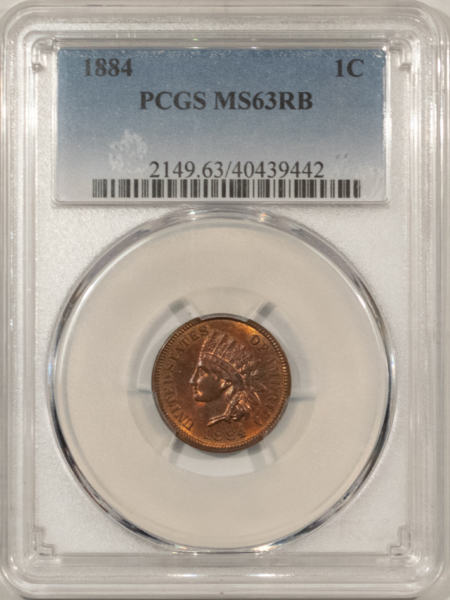 Indian 1884 INDIAN CENT – PCGS MS-63 RB, PRETTY & PREMIUM QUALITY!