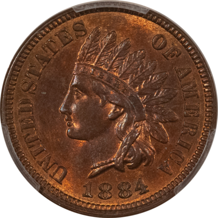 Indian 1884 INDIAN CENT – PCGS MS-63 RB, PRETTY & PREMIUM QUALITY!