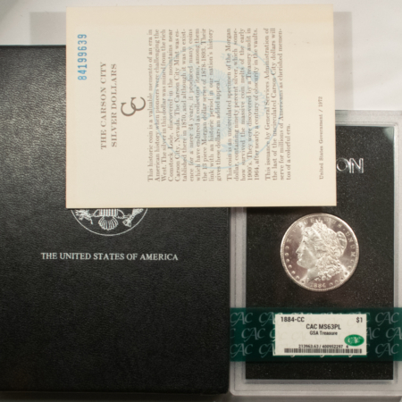 Dollars 1884-CC $1 MORGAN DOLLAR GSA TREASURE – CACG MS-63 PL, PROOFLIKE! CAC! BOX/CARD!