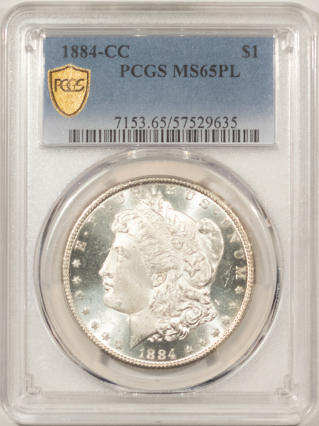 Dollars 1884-CC $1 MORGAN DOLLAR, PCGS MS-65 PL PROOFLIKE W/ GREAT CONTRAST! LOOKS DMPL!