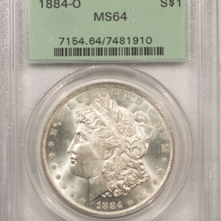 Dollars 1884-O $1 MORGAN DOLLAR – PCGS MS-64, OLD GREEN HOLDER & PREMIUM QUALITY!
