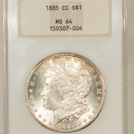Dollars 1885-CC $1 MORGAN DOLLAR – NGC MS-64, OLD FATTY! PREMIUM QUALITY! CARSON CITY!