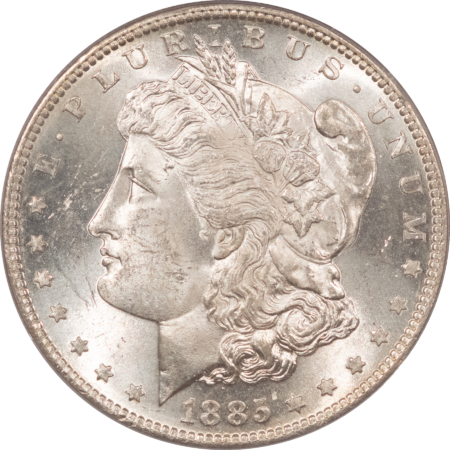 Dollars 1885-S $1 MORGAN DOLLAR – PCGS MS-62, OLD GREEN HOLDER, BLAZER! PREMIUM QUALITY!