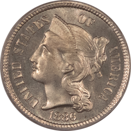 CAC Approved Coins 1886 PROOF THREE CENT NICKEL – PCGS PR-66, OLD GREEN HOLDER, PQ & CAC APPROVED!