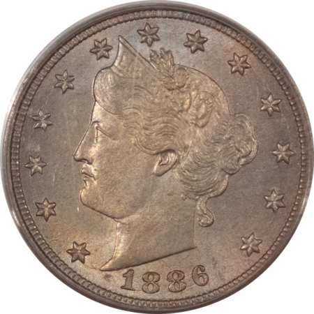 Liberty Nickels 1886 LIBERTY NICKEL – PCGS MS-64, KEY-DATE! ATTRACTIVE!