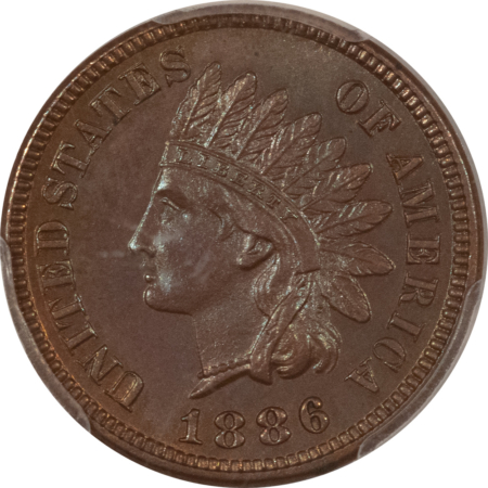 Indian 1886 INDIAN CENT, VARIETY 1 – PCGS MS-64 BN, PRETTY!