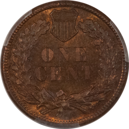 Indian 1886 PROOF INDIAN CENT, VARIETY 1 – PCGS PR-64 RB, UNUSUAL TONING, VERY PRETTY!