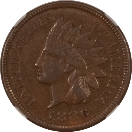 Indian 1886 INDIAN CENT, TYPE 2 – NGC AU-53 BN