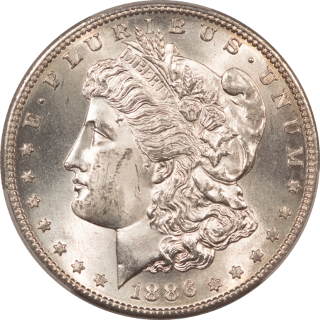 Dollars 1886-S $1 MORGAN DOLLAR – PCGS MS-63, BLAST WHITE!