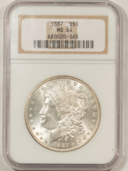 Dollars 1887 $1 MORGAN DOLLAR – NGC MS-64, FRESH WHITE!