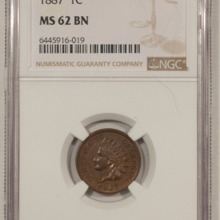 Indian 1887 INDIAN CENT – NGC MS-62 BN