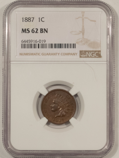 Indian 1887 INDIAN CENT – NGC MS-62 BN
