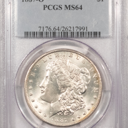 Dollars 1887-O $1 MORGAN DOLLAR – PCGS MS-64, LOOKS 65! PREMIUM QUALITY!!