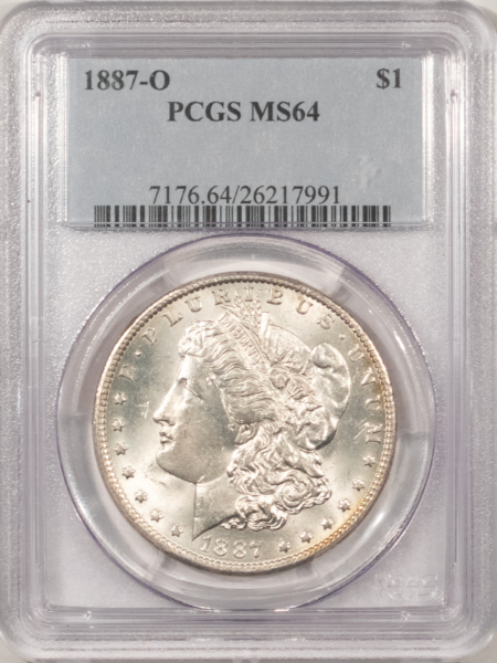 Dollars 1887-O $1 MORGAN DOLLAR – PCGS MS-64, LOOKS 65! PREMIUM QUALITY!!