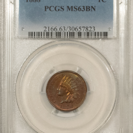Indian 1888 INDIAN CENT – PCGS MS-63 BN, GORGEOUS COLOR!