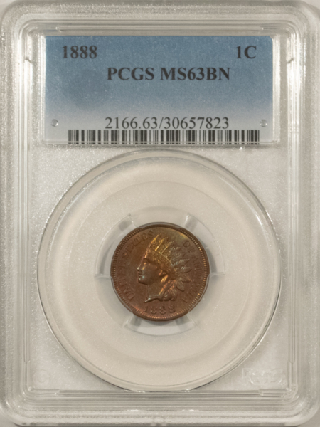 Indian 1888 INDIAN CENT – PCGS MS-63 BN, GORGEOUS COLOR!