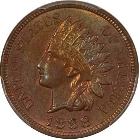 Indian 1888 INDIAN CENT – PCGS MS-63 BN, GORGEOUS COLOR!