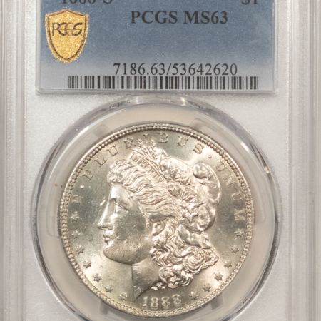 Dollars 1888-S $1 MORGAN DOLLAR – PCGS MS-63, WHITE & LUSTROUS!
