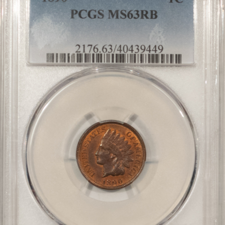 Indian 1890 INDIAN CENT – PCGS MS-63 RB, PRETTY & PREMIUM QUALITY!